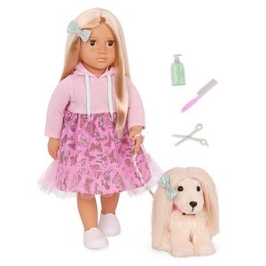 Our Generation 18” Doll Hattie & Pet Dog Bella — Style & Brush the Puppy NEW
